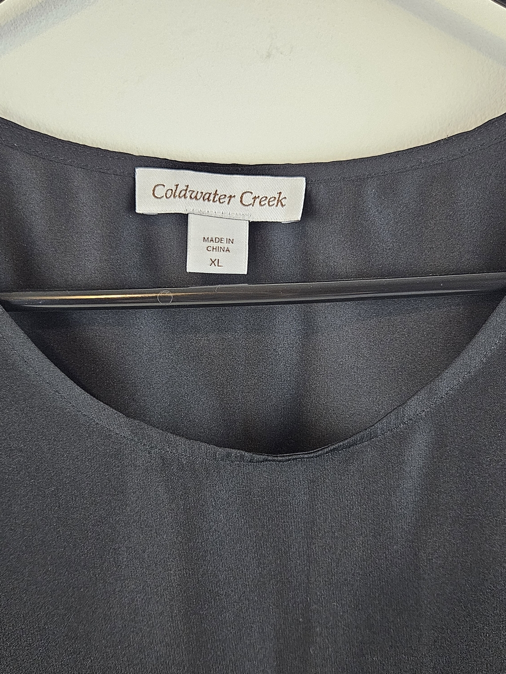 Coldwater Creek Black Sleeveless A-Line Tunic with Lace Hem Size XL - Picture 4 of 10